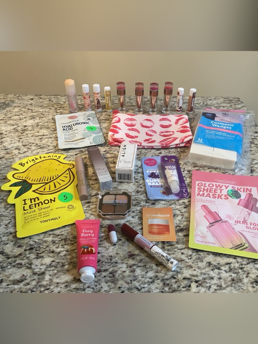 Beauty Skincare Makeup 24 PC Bundle  Lips Masks Cosmetic Bag Lot Multiple Brand